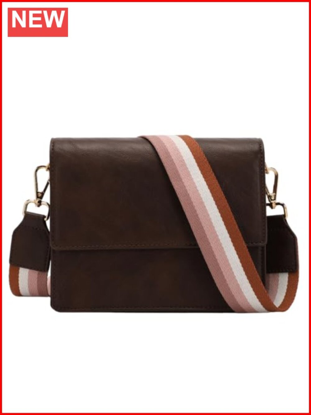 Vegan Leather Crossbody Shoulder Bag with 2 Adjustable Straps